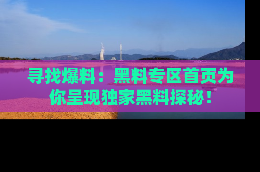 寻找爆料：黑料专区首页为你呈现独家黑料探秘！